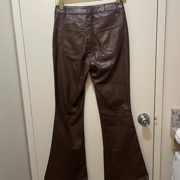 Vegan Leather Pants by Dollhouse in Chocolate Brown w/Flare Legs - Size 3/4 - Picture 3 of 12